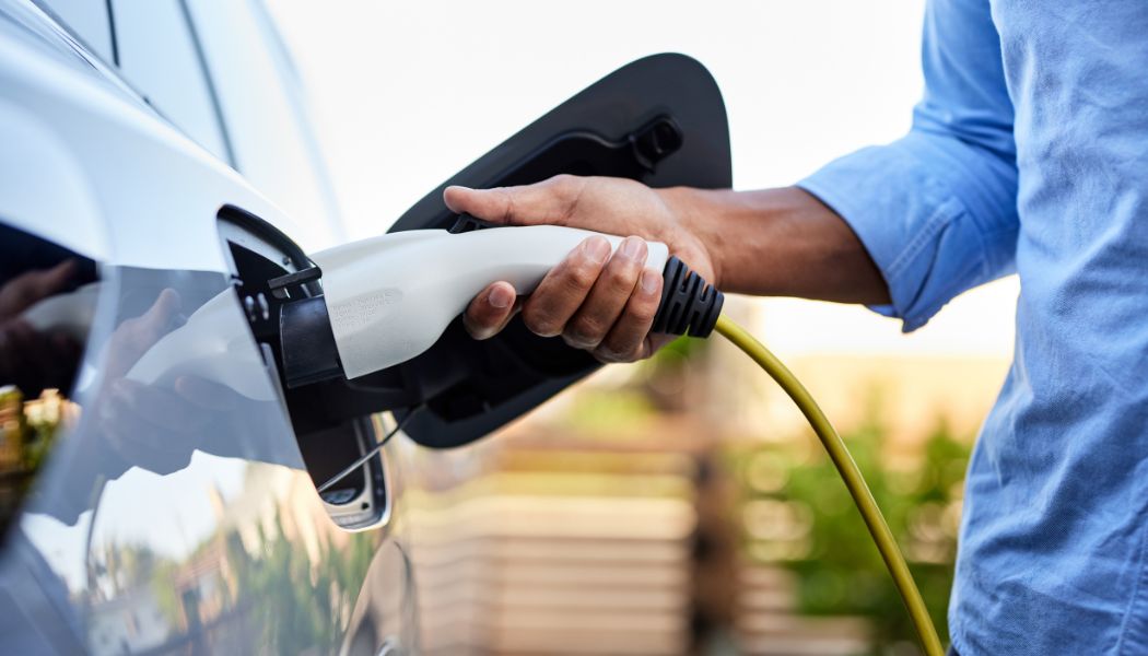 An electric car being charged.